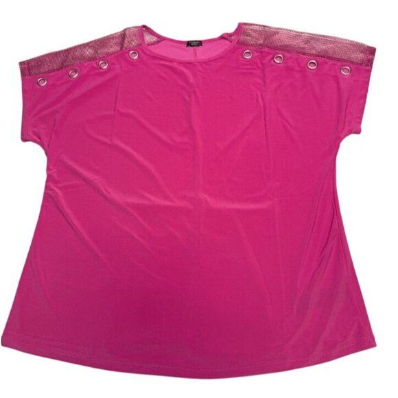 Studio 1886 Womens Short Sleeve Grommet Detail Top Mauve Size Medium - Picture 2 of 9